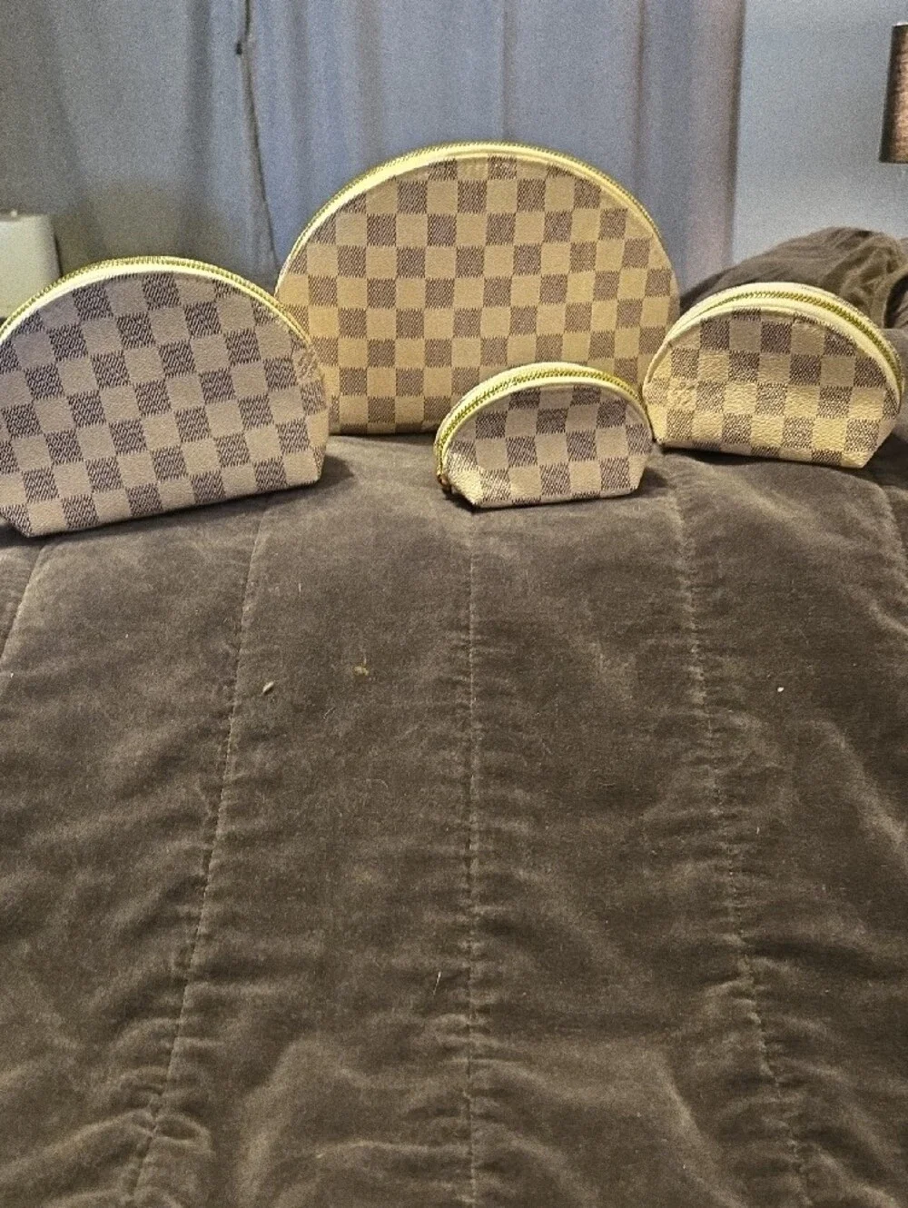 Fashion Louis Vuitton Damier Azur Cosmetic Pouches Set of (4) with Zippers